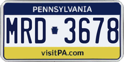 PA license plate MRD3678