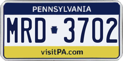 PA license plate MRD3702