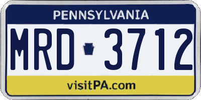 PA license plate MRD3712
