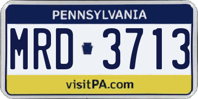 PA license plate MRD3713