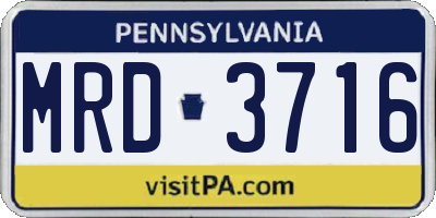 PA license plate MRD3716