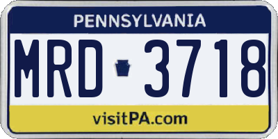 PA license plate MRD3718