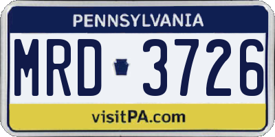 PA license plate MRD3726