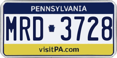 PA license plate MRD3728