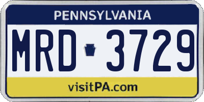 PA license plate MRD3729
