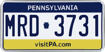 PA license plate MRD3731