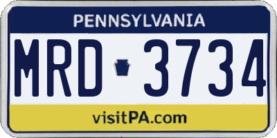 PA license plate MRD3734