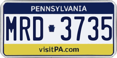 PA license plate MRD3735