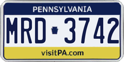 PA license plate MRD3742