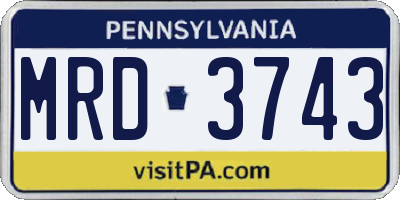 PA license plate MRD3743