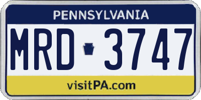 PA license plate MRD3747