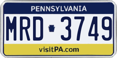 PA license plate MRD3749