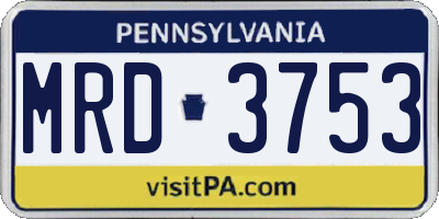 PA license plate MRD3753
