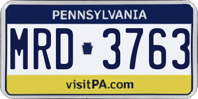 PA license plate MRD3763