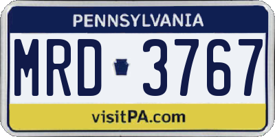 PA license plate MRD3767