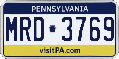 PA license plate MRD3769