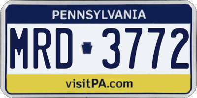 PA license plate MRD3772