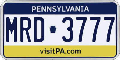 PA license plate MRD3777