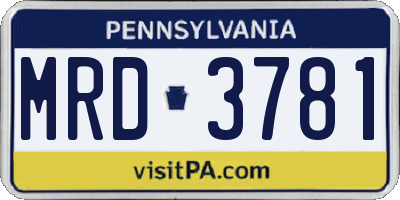 PA license plate MRD3781