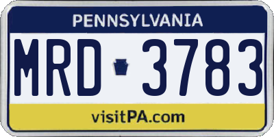 PA license plate MRD3783