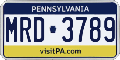 PA license plate MRD3789