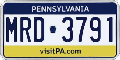 PA license plate MRD3791