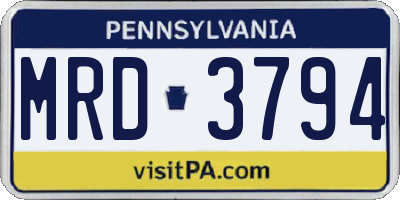PA license plate MRD3794