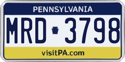 PA license plate MRD3798
