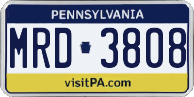 PA license plate MRD3808