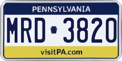 PA license plate MRD3820