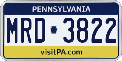 PA license plate MRD3822