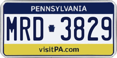 PA license plate MRD3829