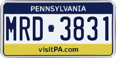 PA license plate MRD3831