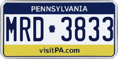 PA license plate MRD3833
