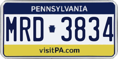 PA license plate MRD3834
