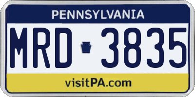 PA license plate MRD3835