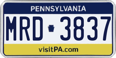 PA license plate MRD3837