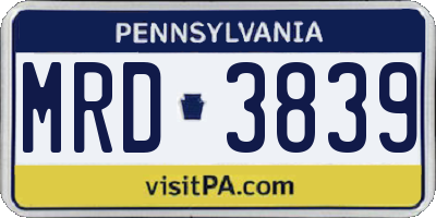 PA license plate MRD3839