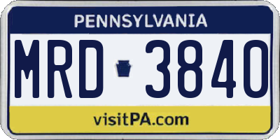 PA license plate MRD3840