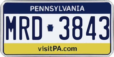 PA license plate MRD3843