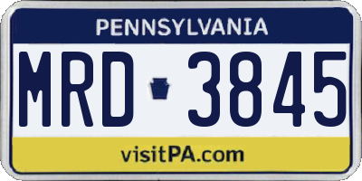 PA license plate MRD3845