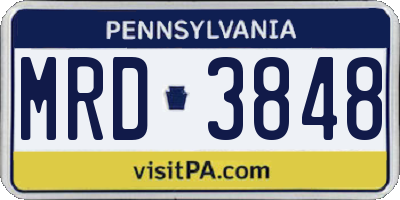 PA license plate MRD3848