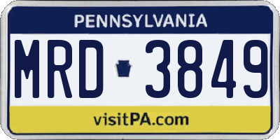 PA license plate MRD3849