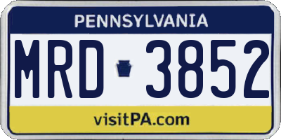 PA license plate MRD3852