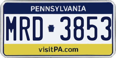 PA license plate MRD3853