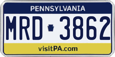 PA license plate MRD3862