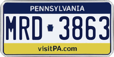 PA license plate MRD3863