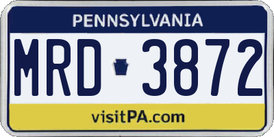 PA license plate MRD3872