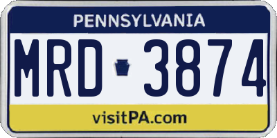 PA license plate MRD3874