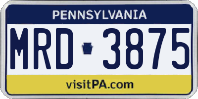 PA license plate MRD3875
